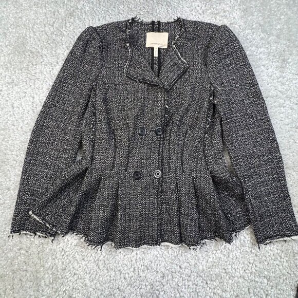 Rebecca Taylor Black and White Tweed Blazer with Peplum - Picture 1 of 9